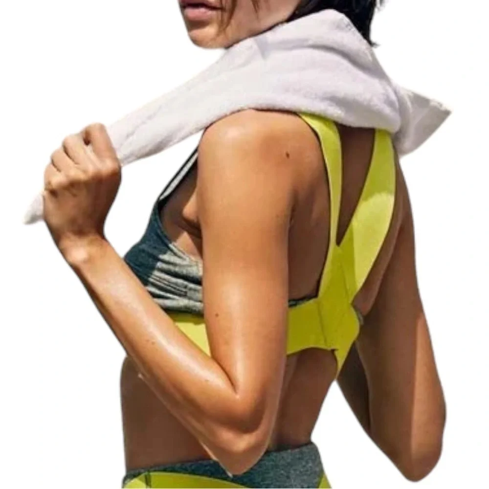 𝅺free People Movement Just Breathe Colorblock Bra / Heather Olive - Picture 3 of 4